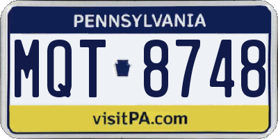 PA license plate MQT8748