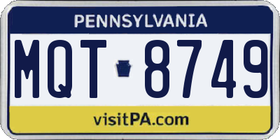 PA license plate MQT8749