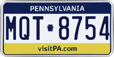 PA license plate MQT8754