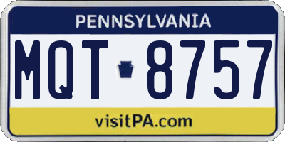 PA license plate MQT8757