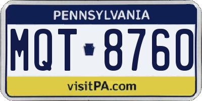 PA license plate MQT8760