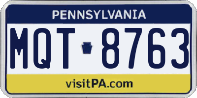 PA license plate MQT8763