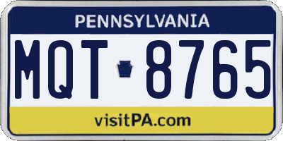PA license plate MQT8765