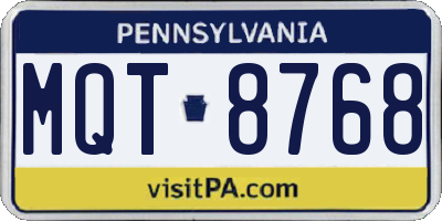 PA license plate MQT8768