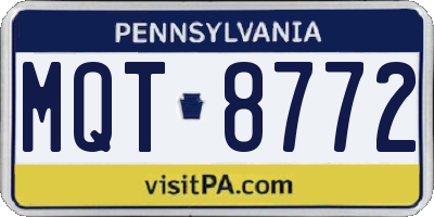 PA license plate MQT8772