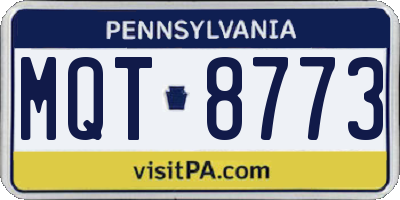 PA license plate MQT8773