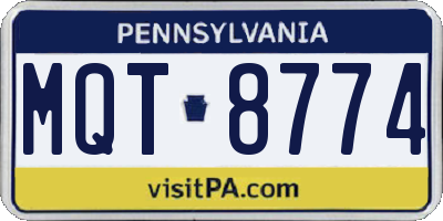 PA license plate MQT8774