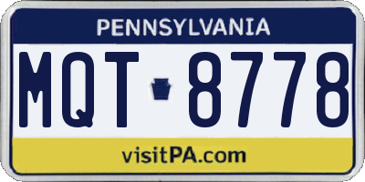 PA license plate MQT8778