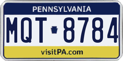 PA license plate MQT8784
