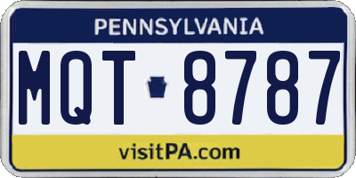 PA license plate MQT8787