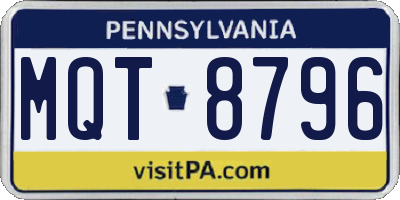 PA license plate MQT8796