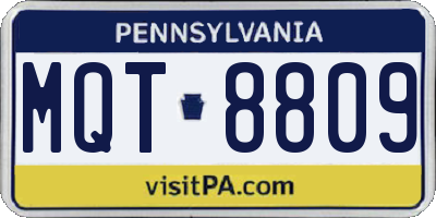 PA license plate MQT8809