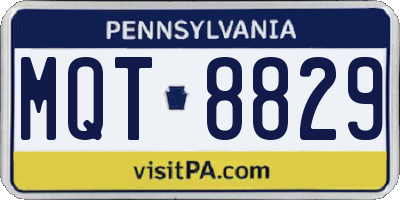 PA license plate MQT8829