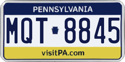 PA license plate MQT8845