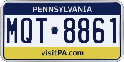 PA license plate MQT8861
