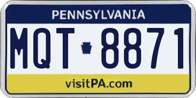 PA license plate MQT8871
