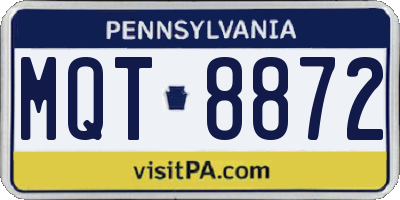 PA license plate MQT8872