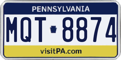 PA license plate MQT8874