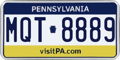 PA license plate MQT8889
