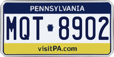 PA license plate MQT8902