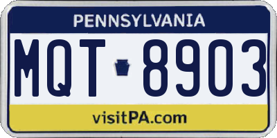 PA license plate MQT8903