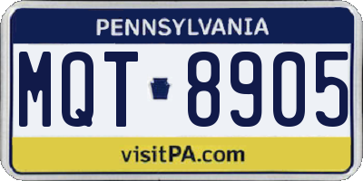 PA license plate MQT8905