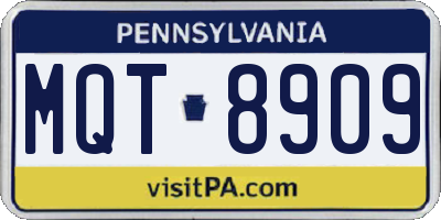PA license plate MQT8909