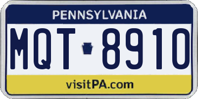 PA license plate MQT8910