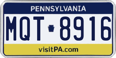 PA license plate MQT8916