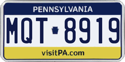 PA license plate MQT8919