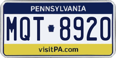 PA license plate MQT8920