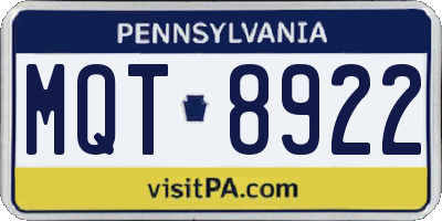 PA license plate MQT8922