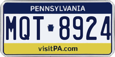 PA license plate MQT8924