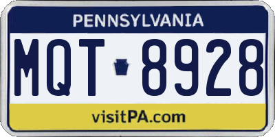 PA license plate MQT8928