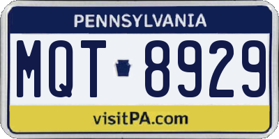 PA license plate MQT8929