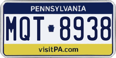 PA license plate MQT8938