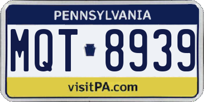 PA license plate MQT8939