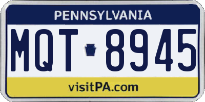 PA license plate MQT8945