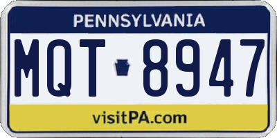 PA license plate MQT8947