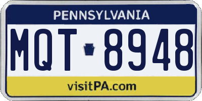 PA license plate MQT8948