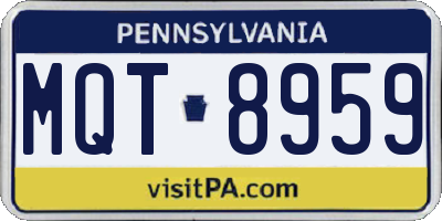 PA license plate MQT8959