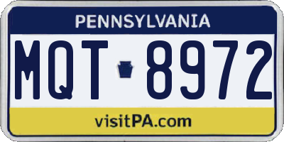PA license plate MQT8972