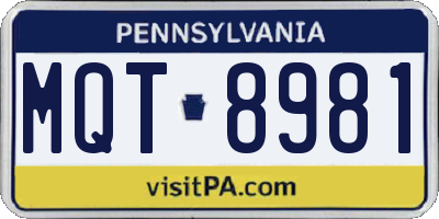PA license plate MQT8981