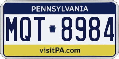 PA license plate MQT8984