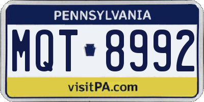 PA license plate MQT8992