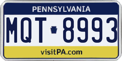 PA license plate MQT8993