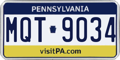 PA license plate MQT9034