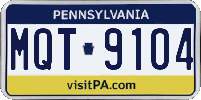 PA license plate MQT9104