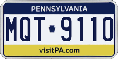 PA license plate MQT9110