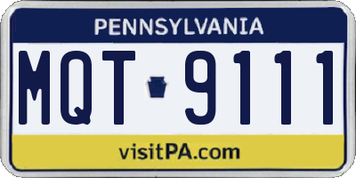 PA license plate MQT9111